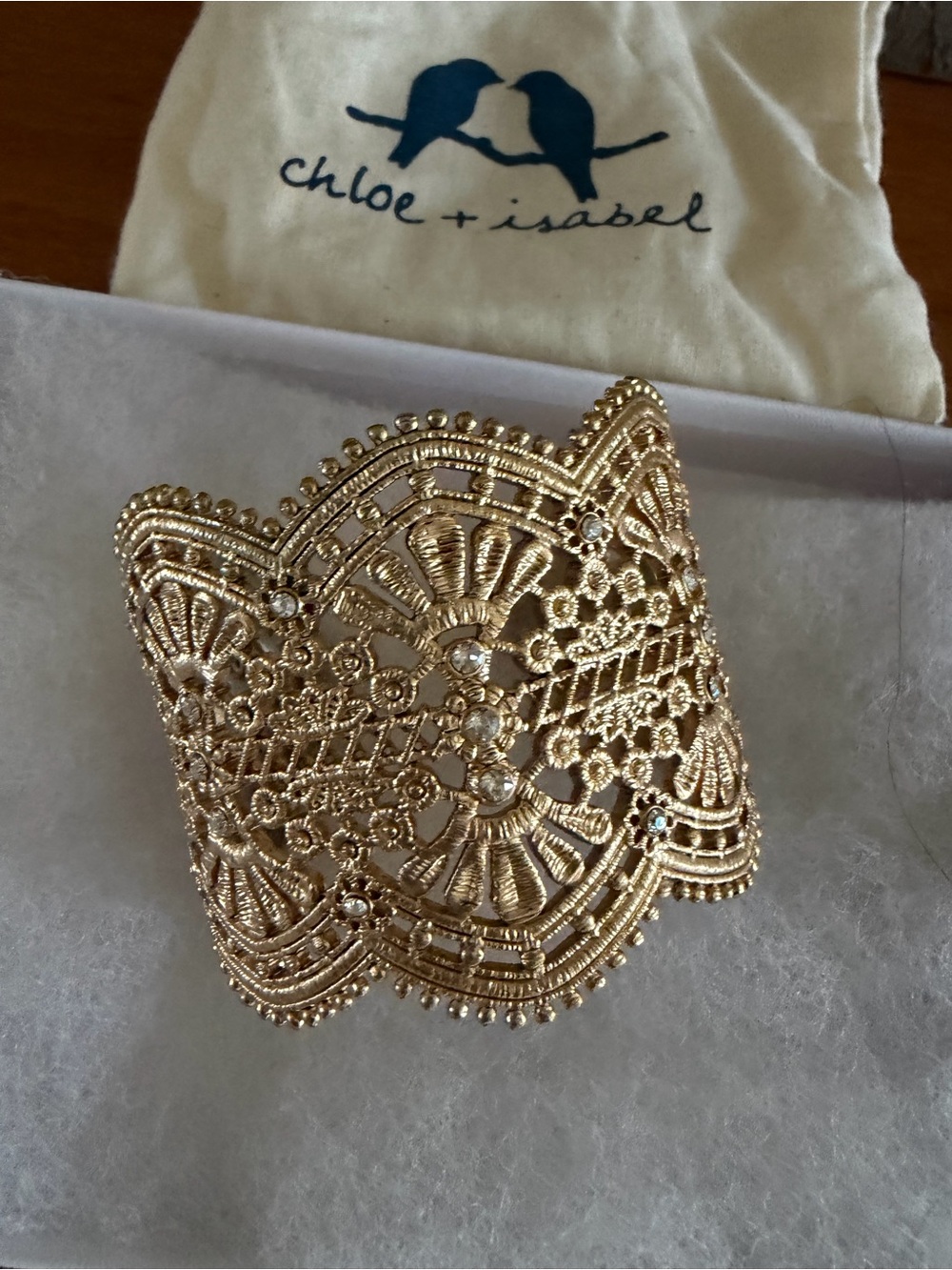 Chloe + Isabel Gold Filigree Crystal Cuff Bracelet